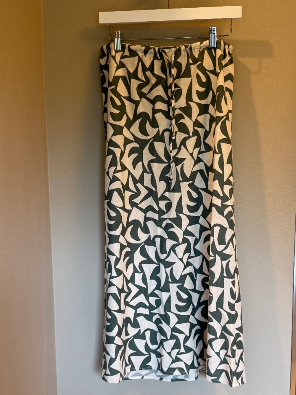 Marine Layer Abstract Print Hemp-Tencel Midi Skirt, Size M